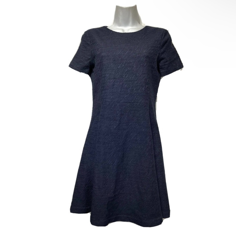 theory albita jacquard fit and flare dark blue dress Size 4